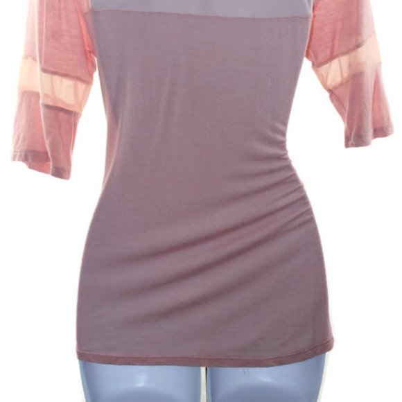 Wishful Park Pink 3/4 Sleeve Casual Top Size L - Picture 4 of 5